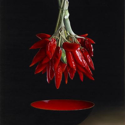 SMALL-22Dried-Red-Chili-Peppers-with-a-Red-Japanese-Bowl-Oil-on-panel-90x60cm-